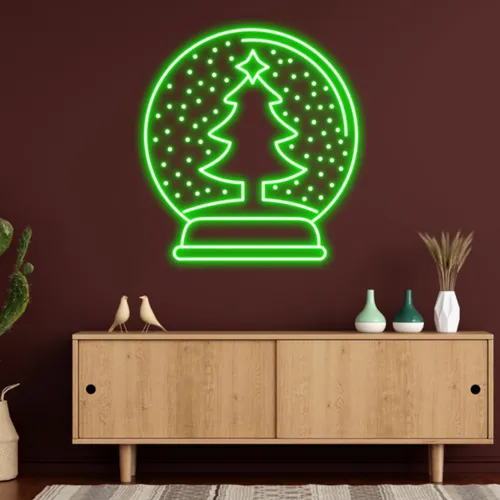 Merry Christmas Snowglobe Neon Sign - Custom Aprons Now