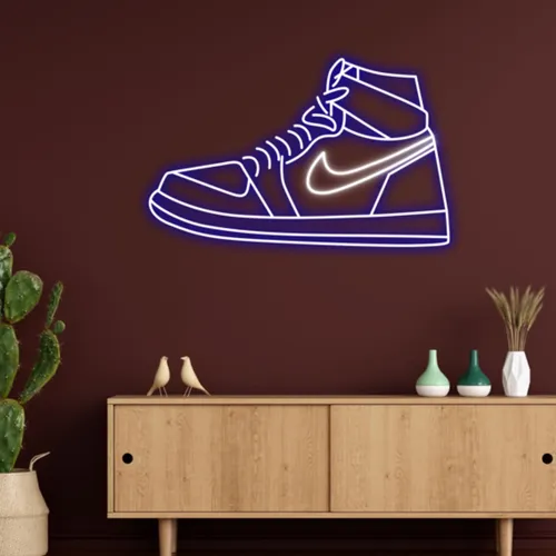 Sneaker Blue White Neon Sign - Custom Aprons Now