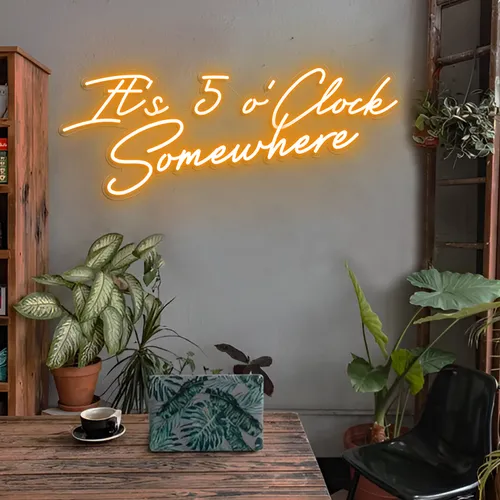 It's 5 o'Clock Somewhere LED Neon Sign - Custom Aprons Now