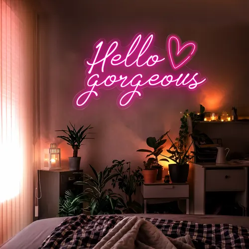 Hello Gorgeous LED Neon Sign - Custom Aprons Now
