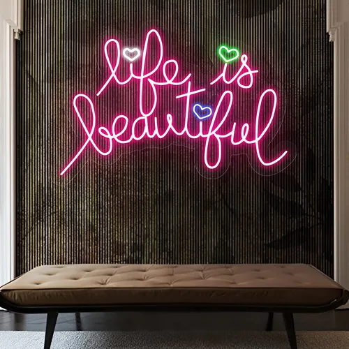 Life Is Beautiful Neon Sign - Custom Aprons Now