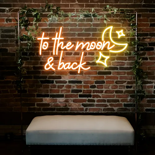 To the Moon and Back Neon Sign - Custom Aprons Now