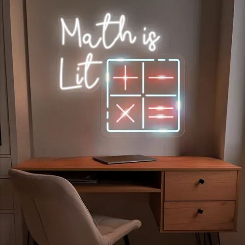 Math Is Lit Neon Sign - Custom Aprons Now