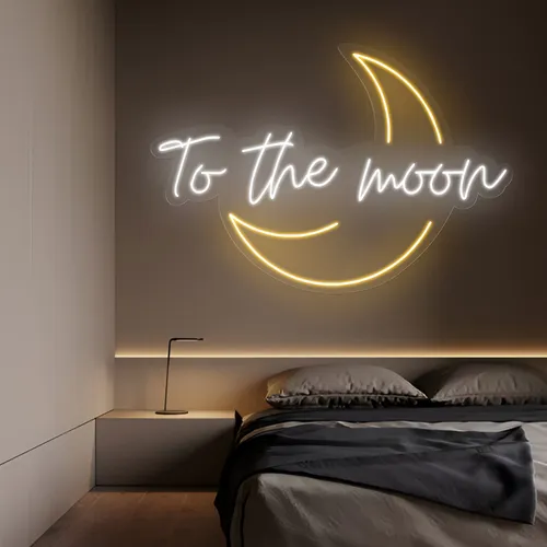 To The Moon Neon Sign - Custom Aprons Now