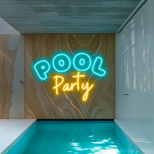 Pool Party Large Neon Sign - Custom Aprons Now