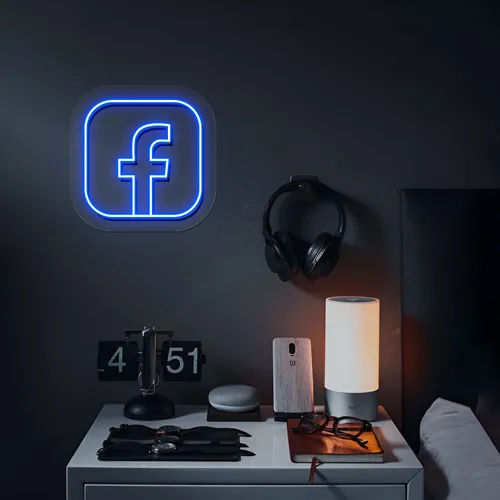 Facebook Logo Neon Sign - Custom Aprons Now