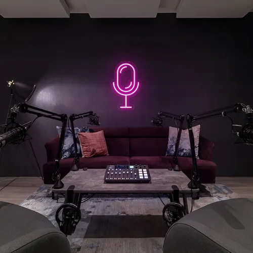 Stream Microphone Neon Sign - Custom Aprons Now