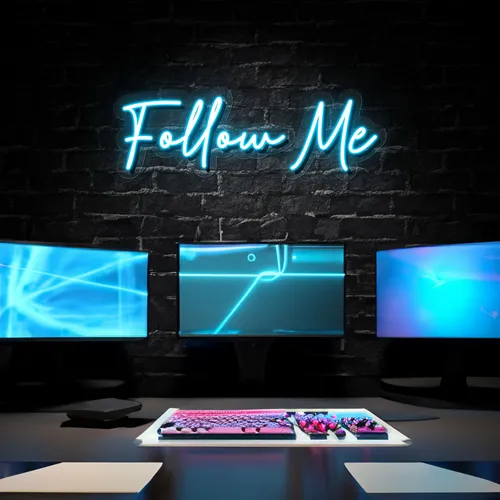 Follow Me Neon Sign - Custom Aprons Now
