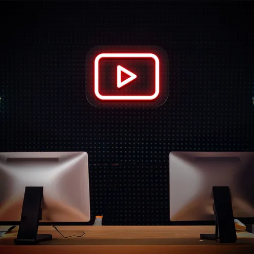 Youtube Play Button Neon Sign - Custom Aprons Now