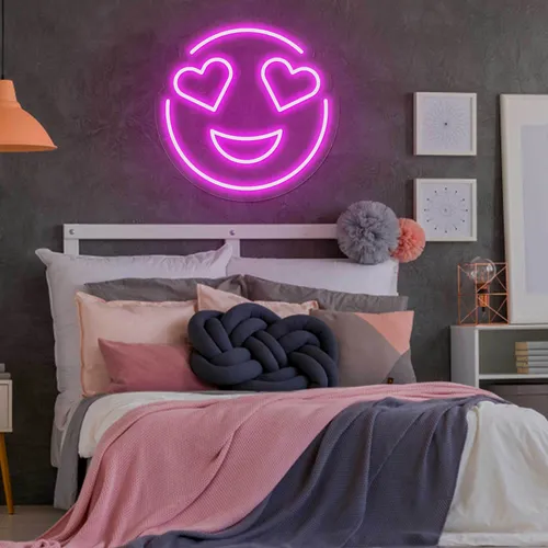 In Love Emoji Neon Sign - Custom Aprons Now