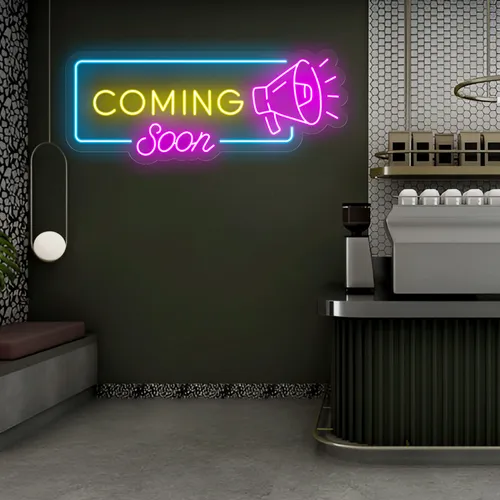Coming Soon Neon Sign - Custom Aprons Now