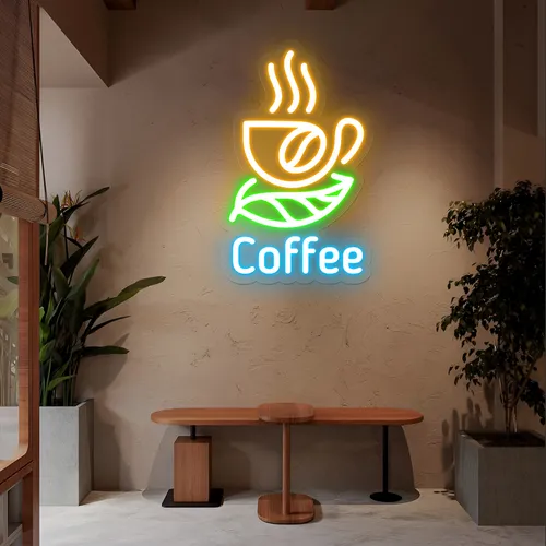 Café Glow Coffee Mug Neon Sign - Custom Aprons Now