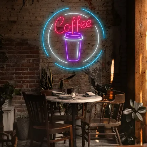 Custom Coffee Cup Neon Sign - Custom Aprons Now