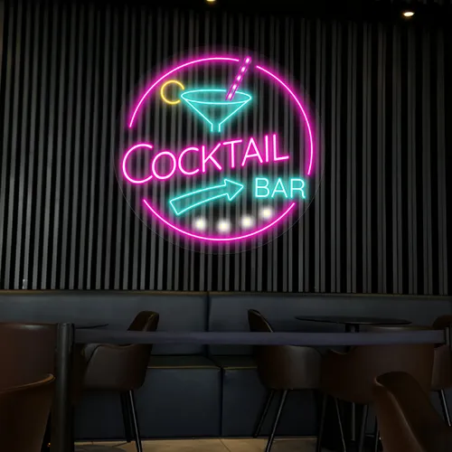 Radiant Cocktail Bar Neon Sign - Custom Aprons Now