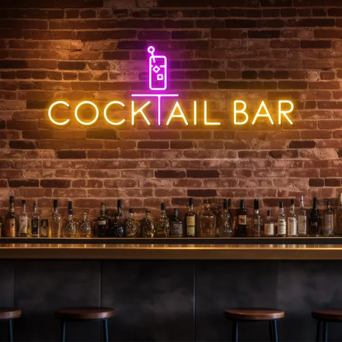Bold Cocktail Bar Neon Sign - Custom Aprons Now