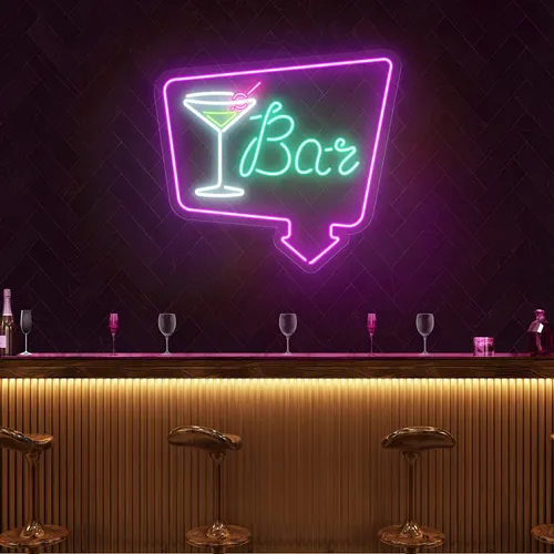Chic Martini Bar Neon Sign - Custom Aprons Now