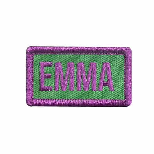 Purple and Green Emma Name Patch - Custom Aprons Now