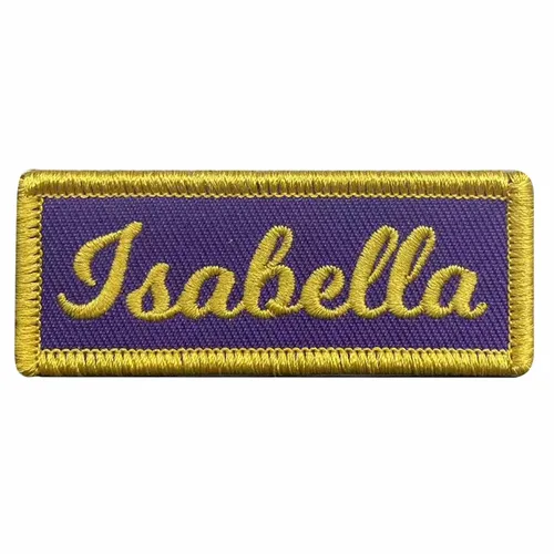 Yellow and Purple Isabella Name Patch - Custom Aprons Now