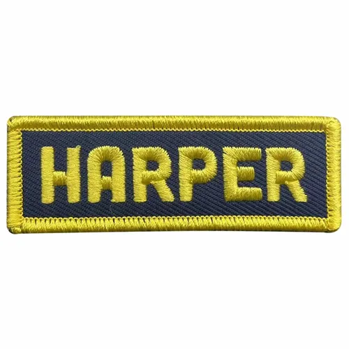 Yellow and Navy Harper Name Patch - Custom Aprons Now