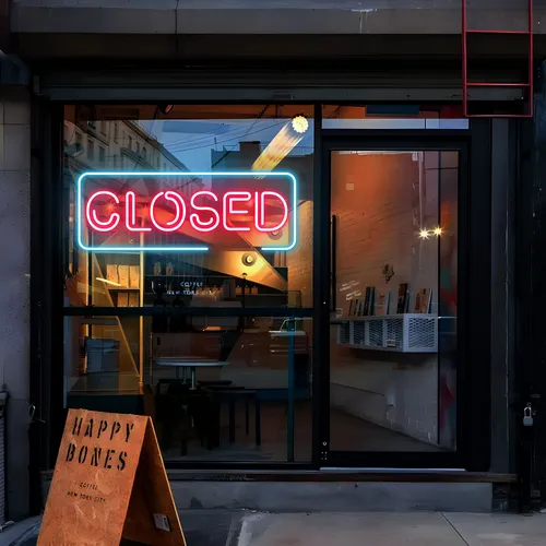 Closed Neon Sign - Custom Aprons Now