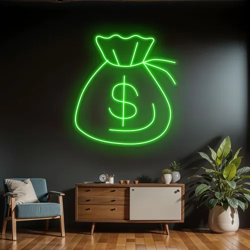 Neon Money Sign - Custom Aprons Now