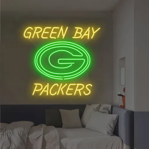 Green Bay Packers Neon Sign - Custom Aprons Now