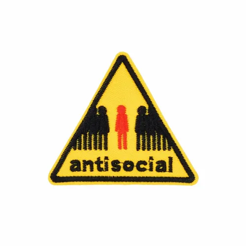 Yellow and Black Antisocial Patch - Custom Aprons Now
