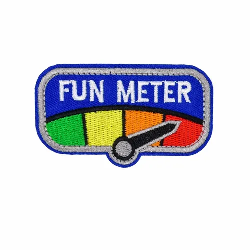 Blue and Grey Fun Meter Patch - Custom Aprons Now