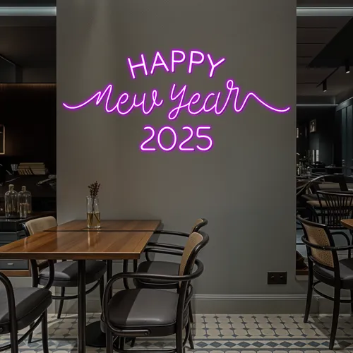 Happy New Year 2024 Neon Sign - Custom Aprons Now