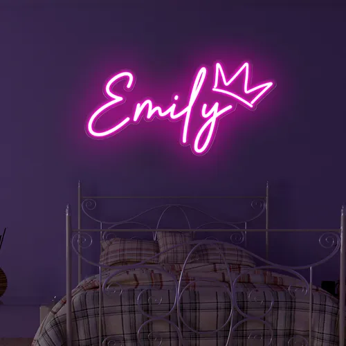Emily Crown Neon Sign - Custom Aprons Now