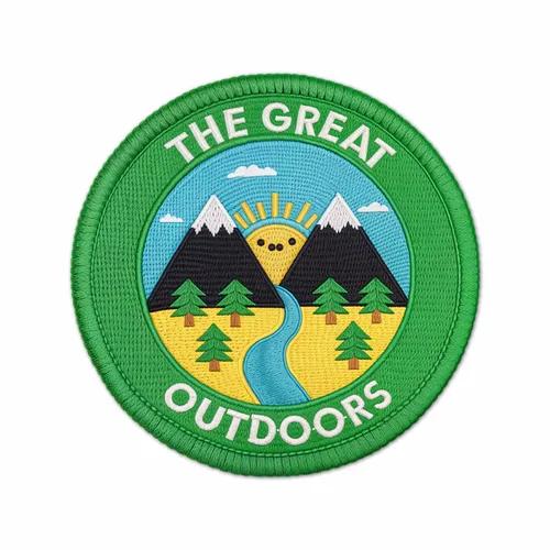 Round The Great Outdoors Iron On Patch - Custom Aprons Now