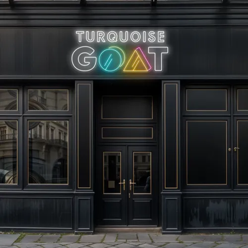 Turquoise Goat Neon Sign - Custom Aprons Now