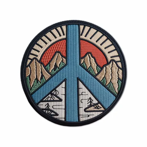 Round Natural Peace Iron On Patch - Custom Aprons Now