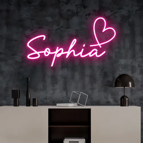 Sophia with Heart Neon Sign - Custom Aprons Now