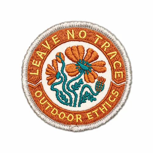 Round Leave No Trace Iron On Patch - Custom Aprons Now