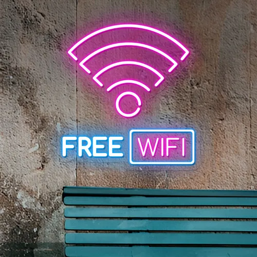 Free WIFI Zone Neon Sign - Custom Aprons Now