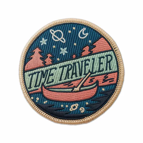 Round Time Traveler Iron On Patch - Custom Aprons Now