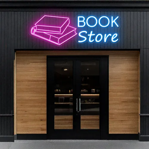 Glowing Book Store Neon Sign - Custom Aprons Now