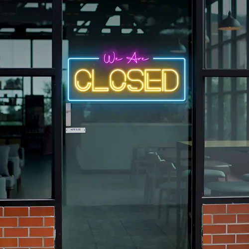 We Are Closed Neon Sign - Custom Aprons Now