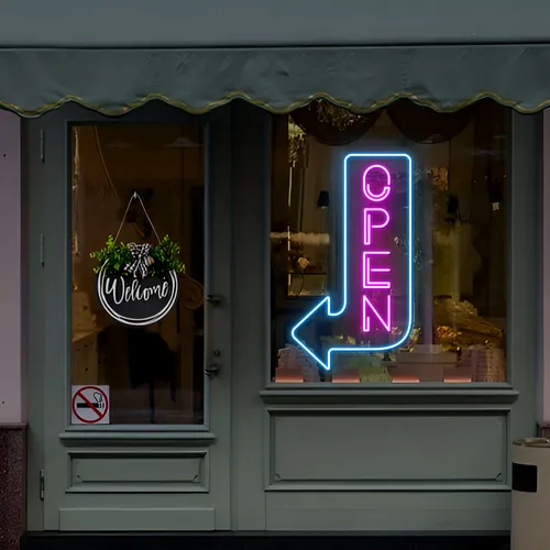 Doorway Open Neon Sign - Custom Aprons Now