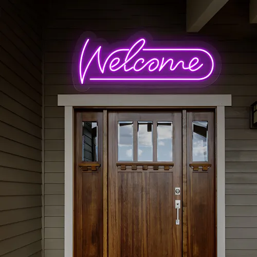 Stylish Welcome Neon Sign - Custom Aprons Now