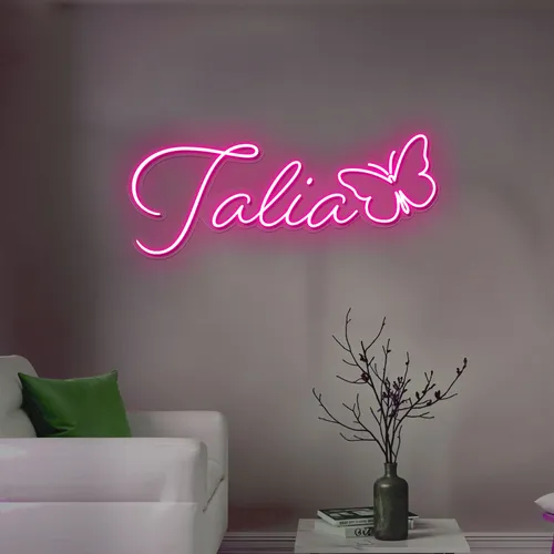 Talia Butterfly Neon Sign - Custom Aprons Now