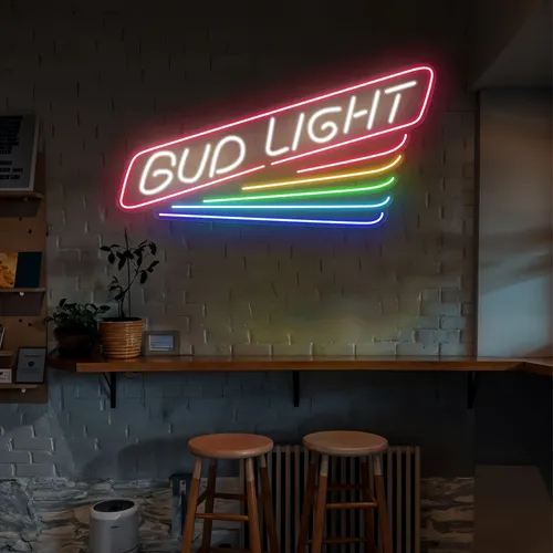 Rainbow Bud Light Neon Sign - Custom Aprons Now