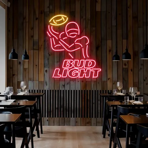 Team Football Bud Light Neon Sign - Custom Aprons Now