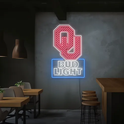 OU Bud Light Neon Sign - Custom Aprons Now