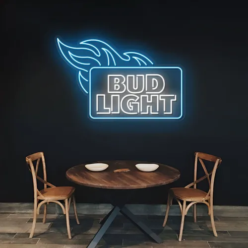 Fiery Bud Light Neon Sign - Custom Aprons Now