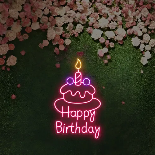 Happy Birthday Wishes Neon Sign - Custom Aprons Now