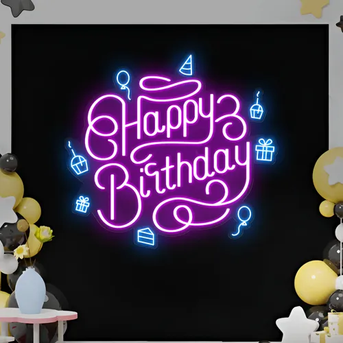 Happy Birthday Vibes Neon Sign - Custom Aprons Now