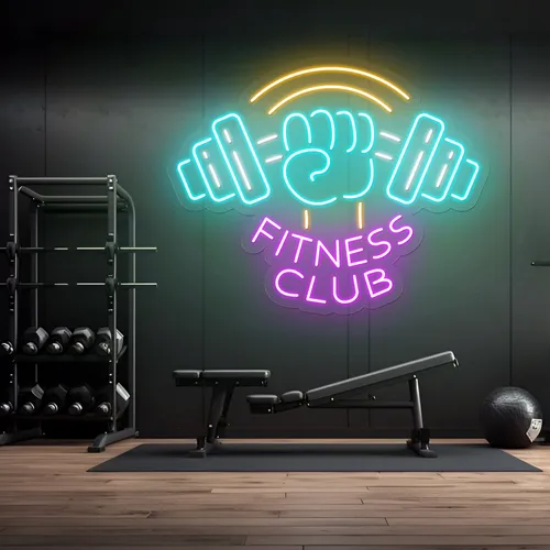 Barbell Neon Signs - Custom Aprons Now