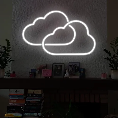 Twin Cloud Neon Signs - Custom Aprons Now